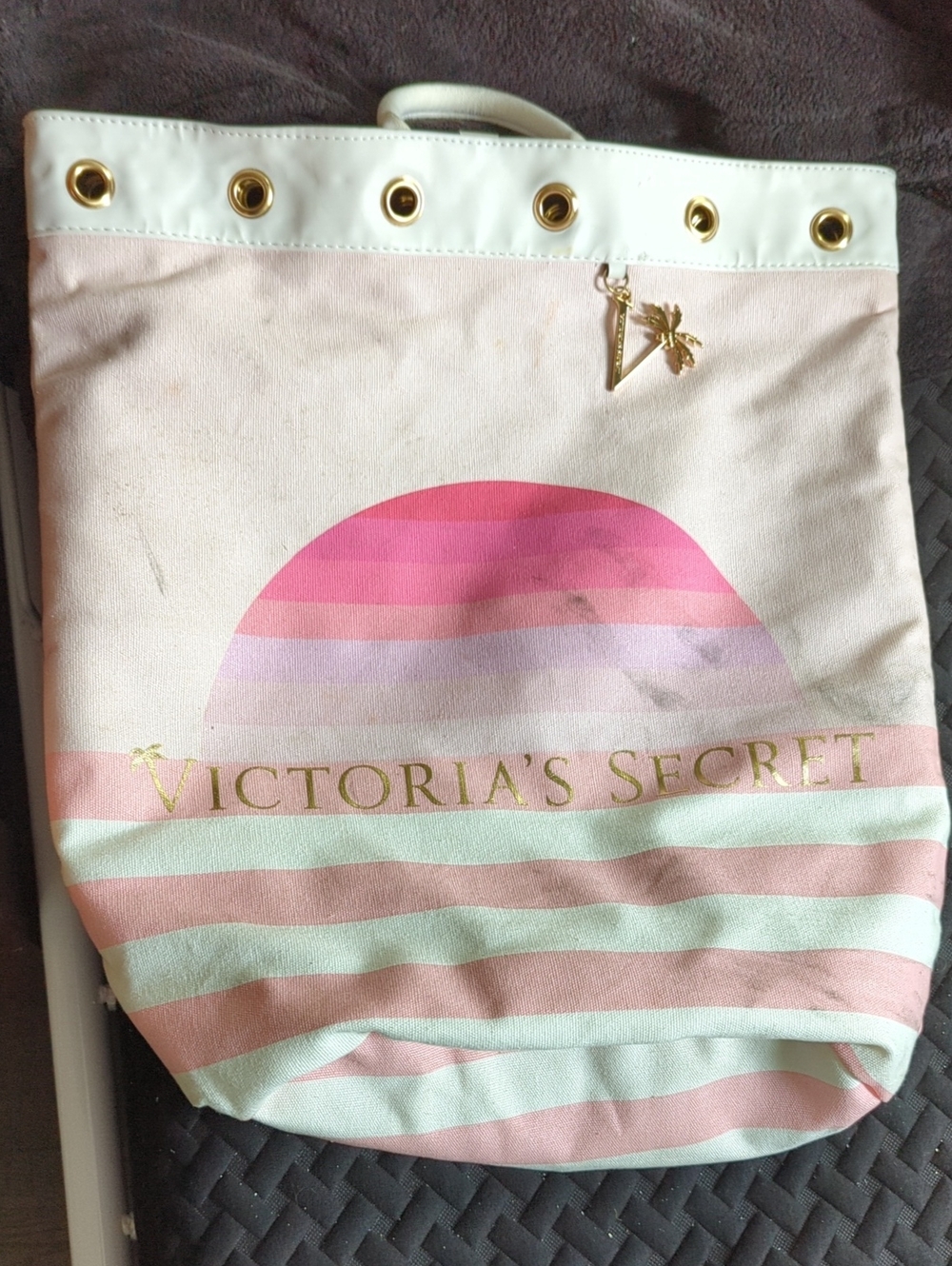 Victoria's Secret Pink and White Striped Tote